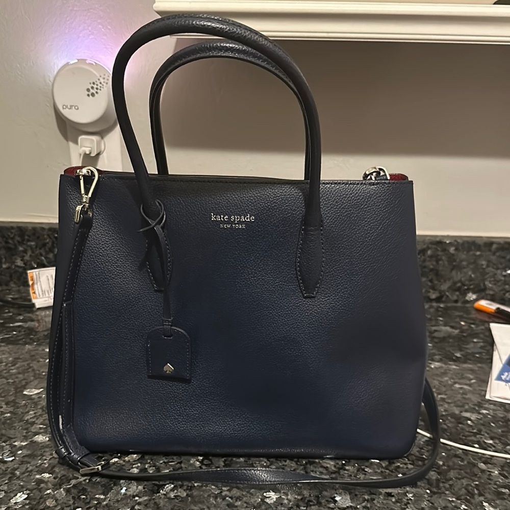 Kate Spade Navy Blue Leather Tote Bag